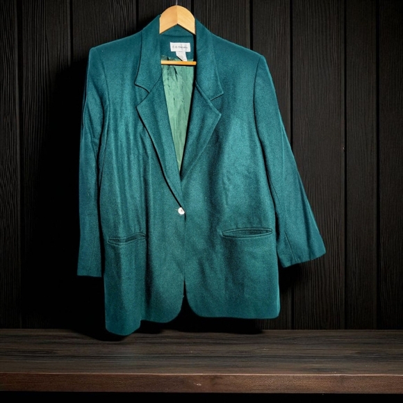 Vintage C.D. Daniels Sz 20W Emerald Green Wool Blazer - Picture 1 of 6